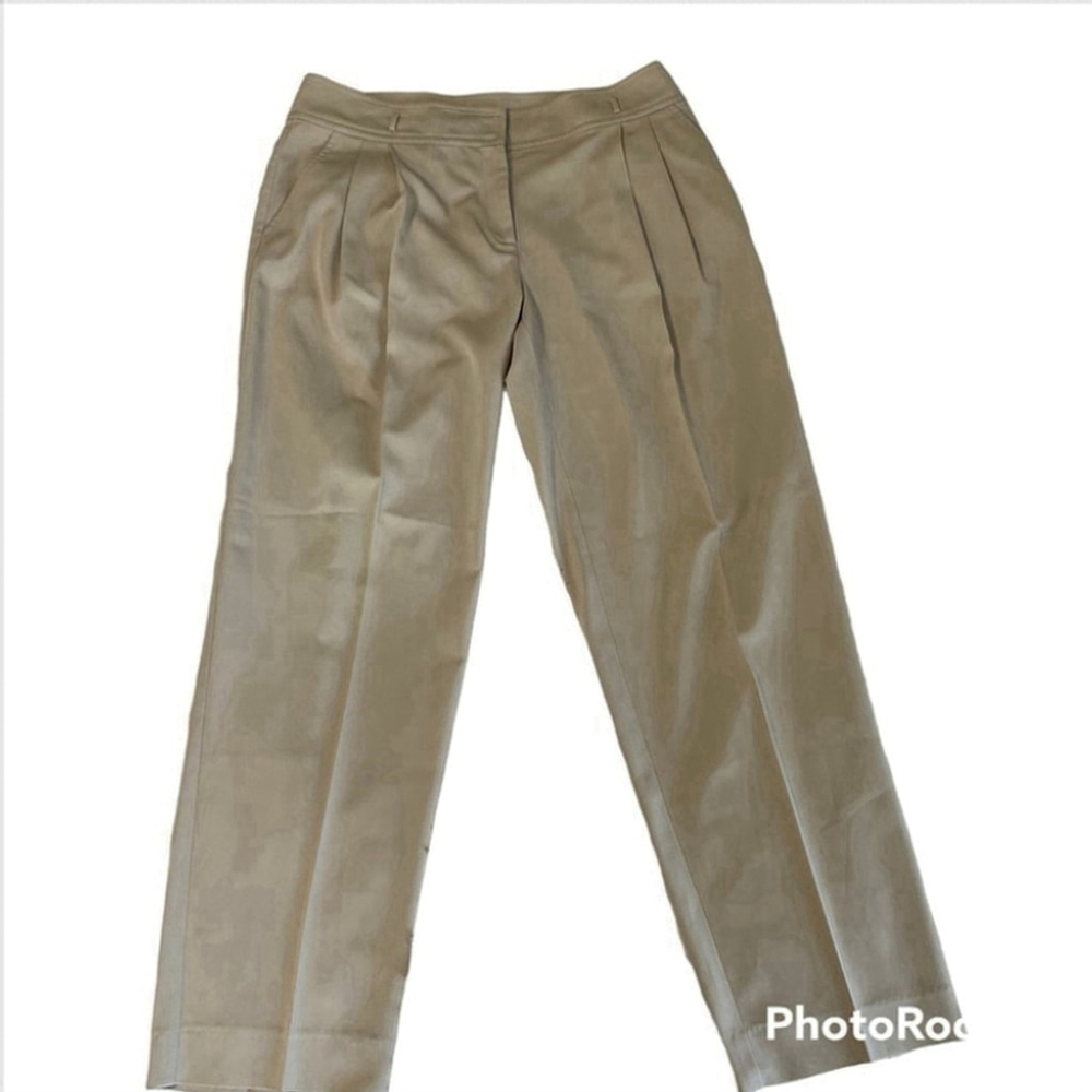 ST. John Pleated Trouser Pants Slacks Tan Work Size 12 - Picture 2 of 13